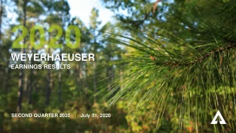 WEYERHAEUSER  EARNINGS RESULTS SECOND QUARTER 2020 |  July 31, 2020  FORWARD-LOOKING STATEMENTS