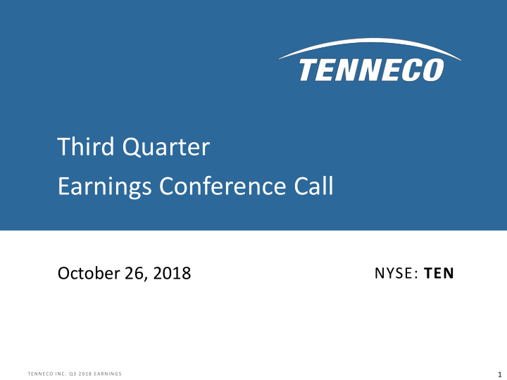 third quarter earnings conference call