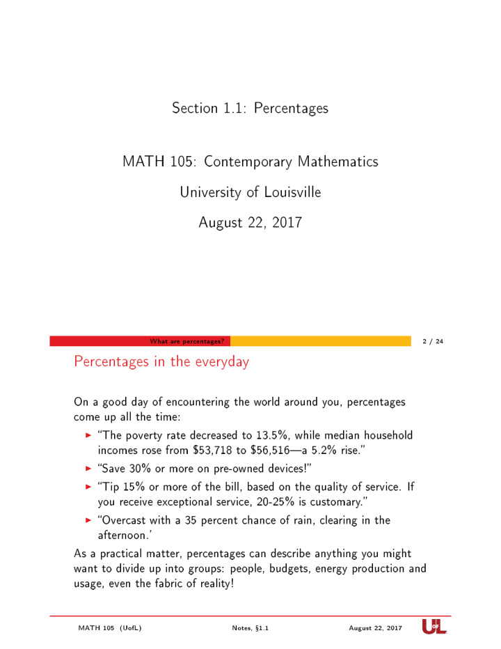 section 1 1 percentages math 105 contemporary mathematics