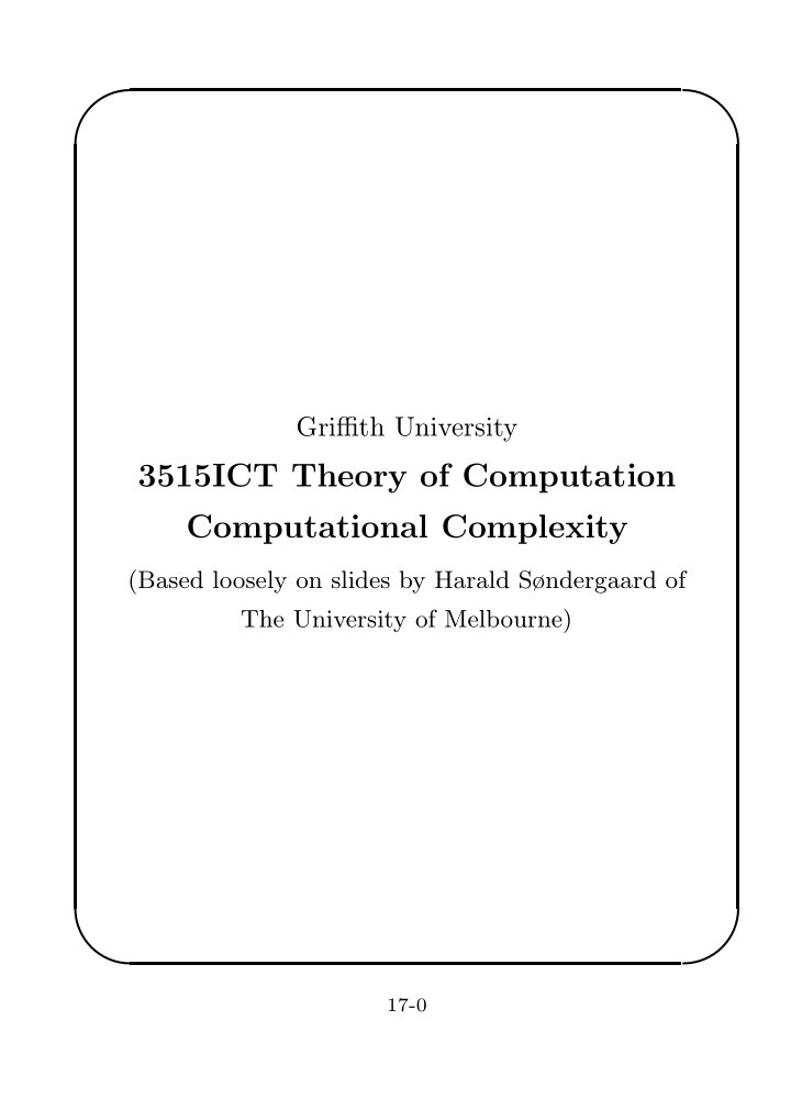 3515ict theory of computation computational complexity