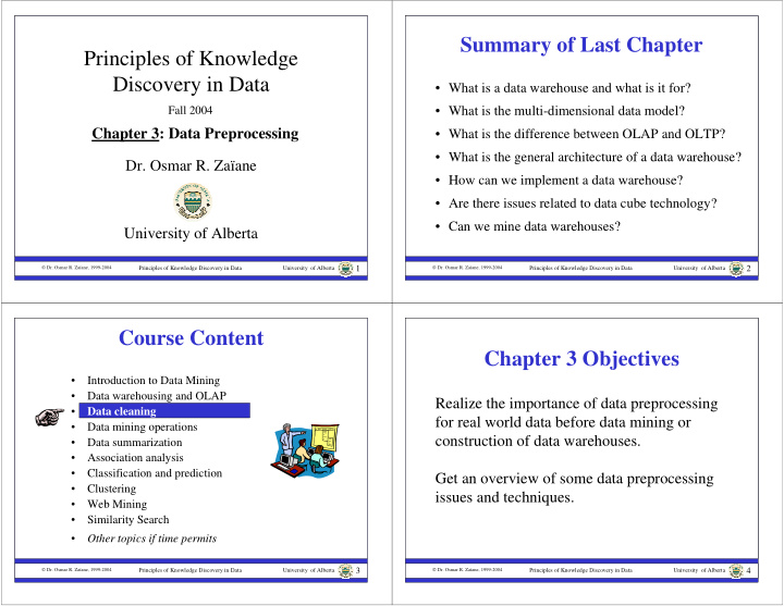 summary of last chapter principles of knowledge discovery