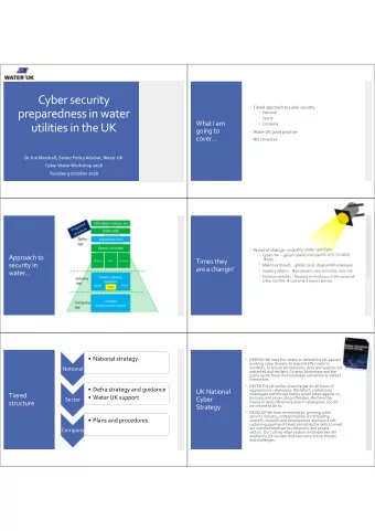 Cyber security  Tiered approach to cyber security preparedness in water  National  Sector