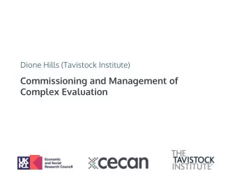 Commissioning and Management of  Complex Evaluation  Two key dimensions that increase  complexity*