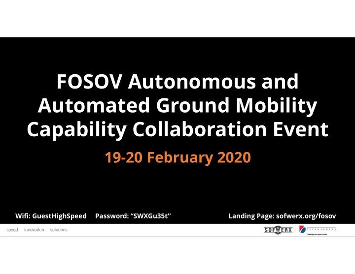 fosov autonomous and automated ground mobility capability