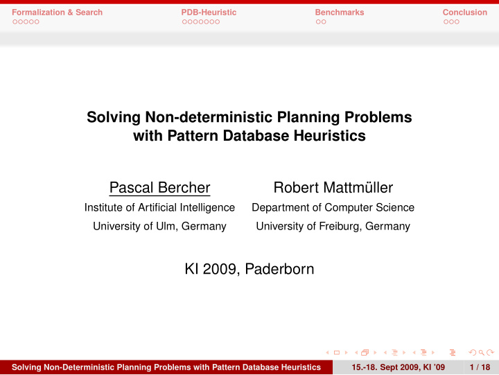 solving non deterministic planning problems with pattern