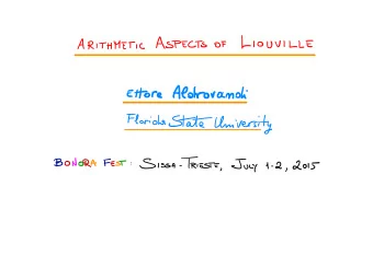 University  .  BONORA - IRTESTE  FEST  :  Sissa  2015  July  1.2  ,  ,  THE  LIOUVILLE  Equation