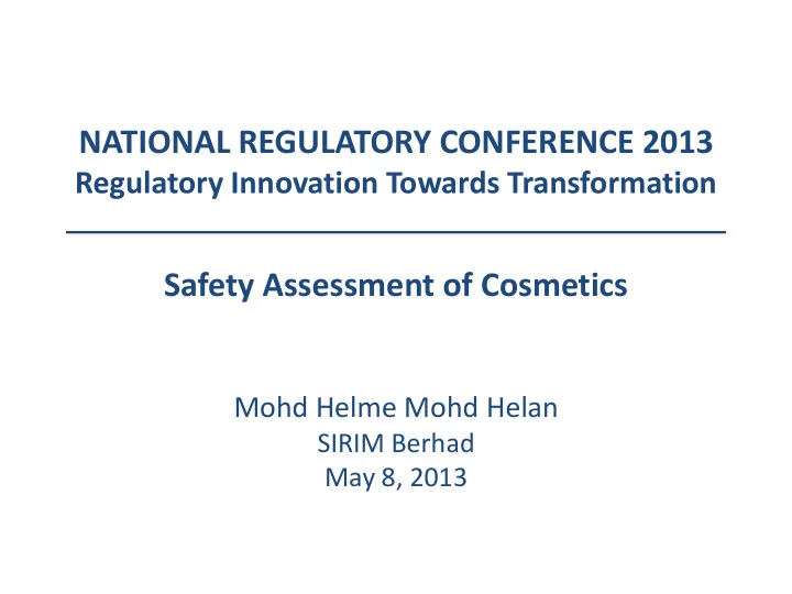 national regulatory conference 2013