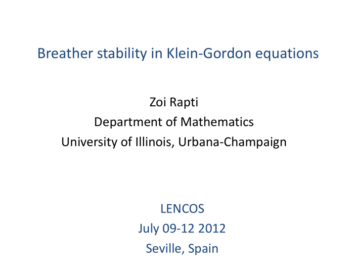 breather stability in klein gordon equations