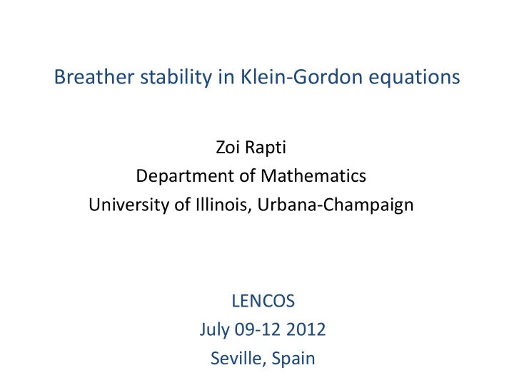 breather stability in klein gordon equations