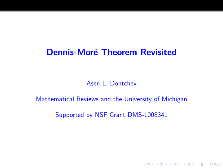 dennis mor e theorem revisited