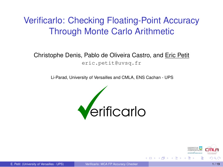 verificarlo checking floating point accuracy through