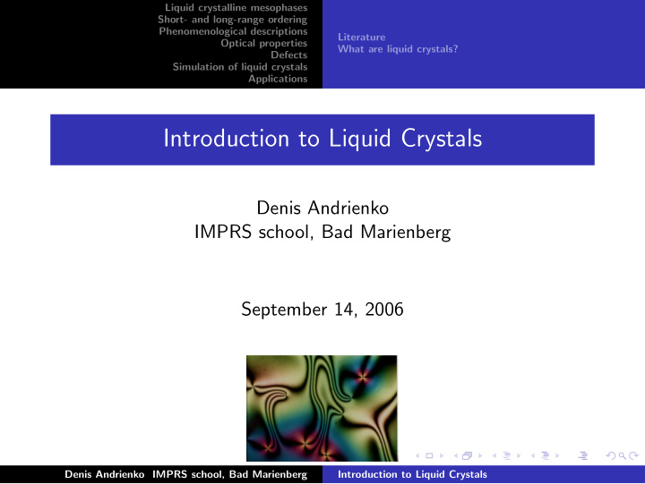 introduction to liquid crystals