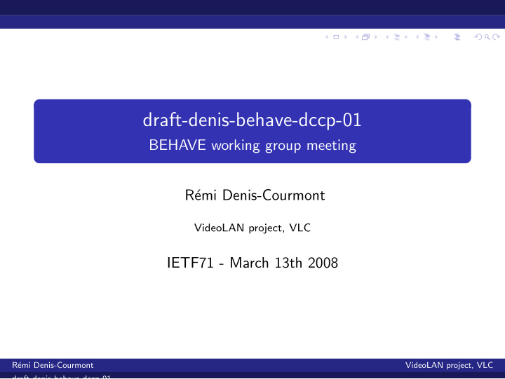 draft denis behave dccp 01