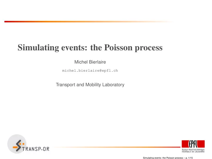 simulating events the poisson process