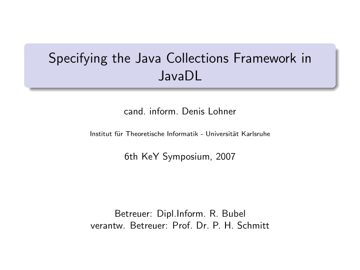 specifying the java collections framework in javadl