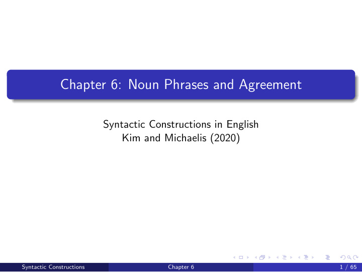chapter 6 noun phrases and agreement