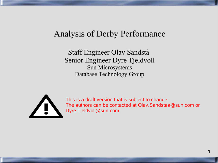 analysis of derby performance