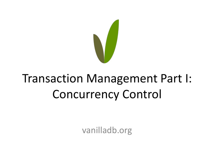 transaction management part i concurrency control