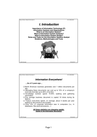 I. Introduction  I. Introduction  Importance of Information Technology (IT)  Importance of