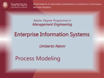 Process Modeling  Umberto Nanni  Enterprise Information Systems  1  Processes to be modeled