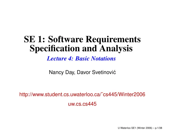 se 1 software requirements specification and analysis
