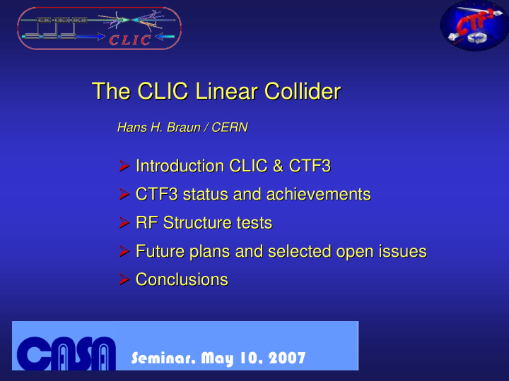 the clic linear collider the clic linear collider