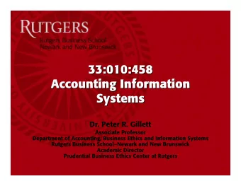 33:010:458  33:010:458  Accounting Information  Accounting Information  Systems  Systems  Dr. Peter