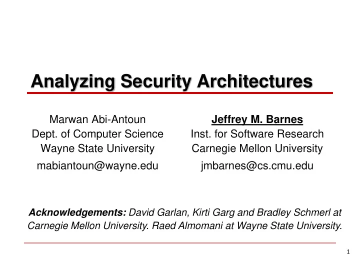 analyzing security architectures
