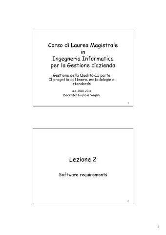 Lezione 2  Lezione 2  Software requirements  requirements  Software  2  2  1  Requirements analysis