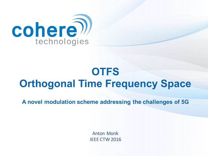 otfs orthogonal time frequency space