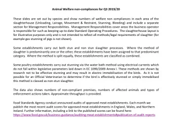 slaughterhouse (Unloading, Lairage, Movement &amp; Restraint, Stunning, Bleeding) and include a