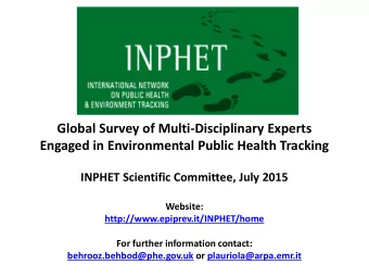 Global Survey of Multi-Disciplinary Experts  Engaged in Environmental Public Health Tracking