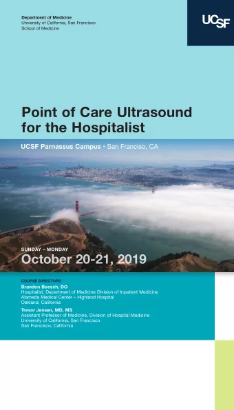 Point of Care Ultrasound  for the Hospitalist UCSF Parnassus Campus  San Franciso, CA  SUNDAY