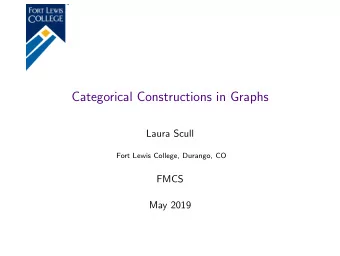 Categorical Constructions in Graphs  Laura Scull  Fort Lewis College, Durango, CO  FMCS  May 2019