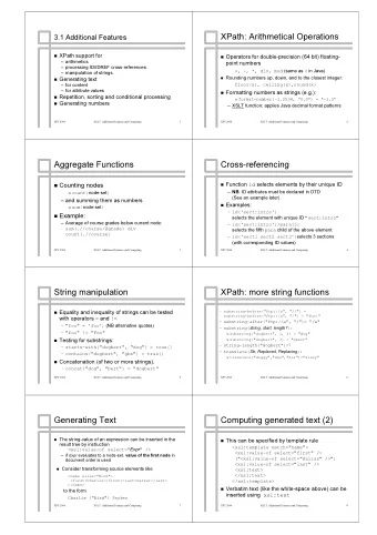 XPath: Arithmetical Operations  XPath  : Arithmetical Operations  3.1 Additional Features  3.1