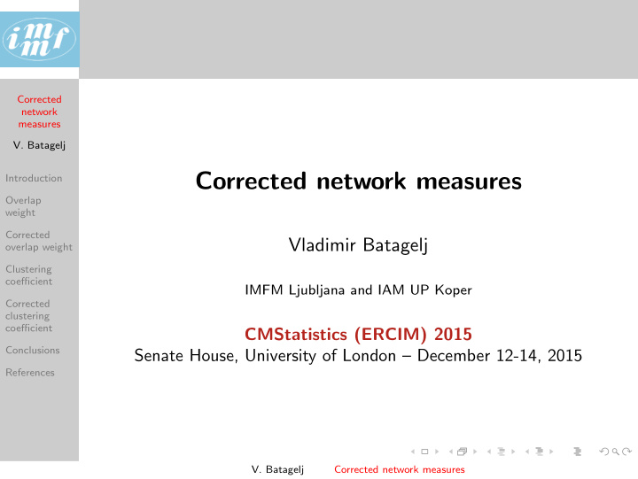 corrected network measures