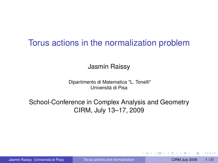 torus actions in the normalization problem