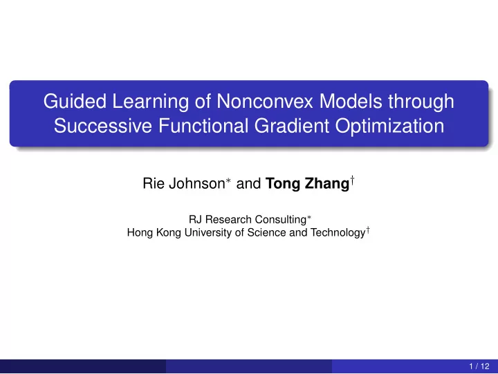 guided learning of nonconvex models through successive