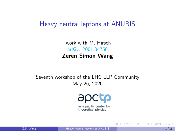 heavy neutral leptons at anubis
