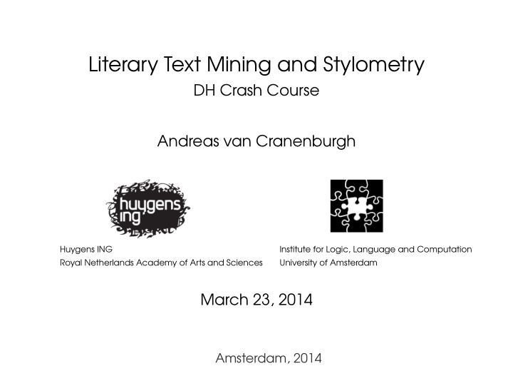 literary text mining and stylometry