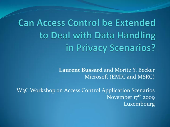 w3c workshop on access control application scenarios