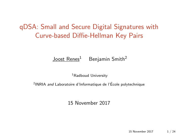 qdsa small and secure digital signatures with curve based