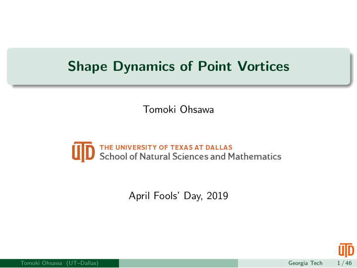 shape dynamics of point vortices