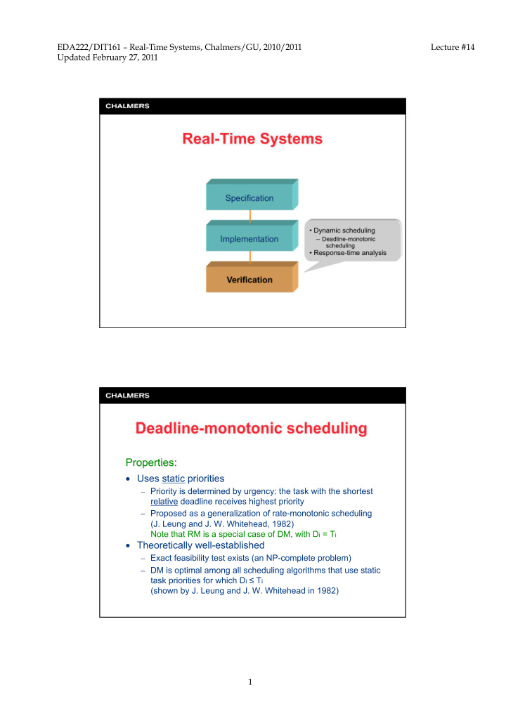 eda222 dit161 real time systems chalmers gu 2010 2011