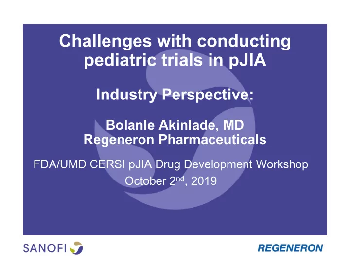 challenges with conducting pediatric trials in pjia