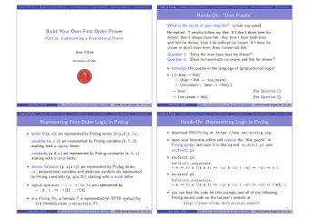 Hands-On: Diet Puzzle  What is the secret of your long life? a man was asked.  Build