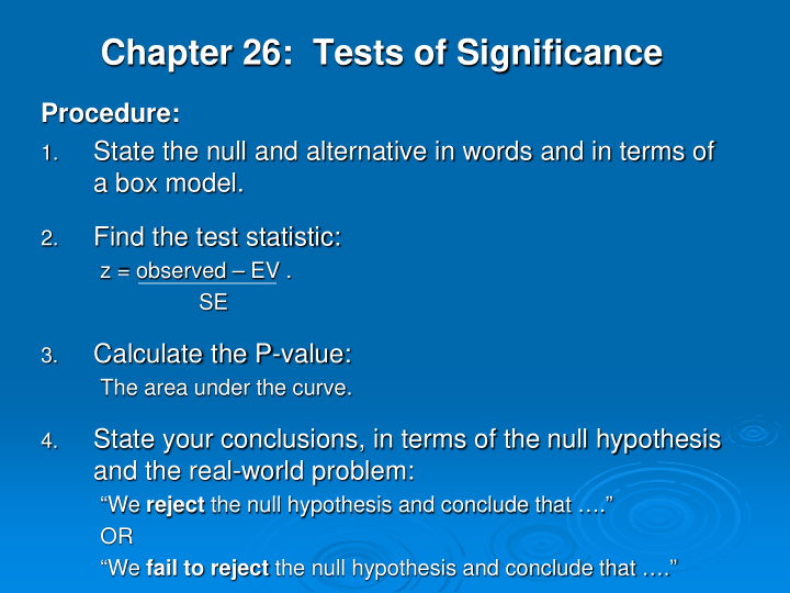 chapter 26 tests of significance