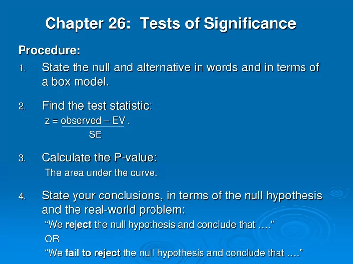 chapter 26 tests of significance
