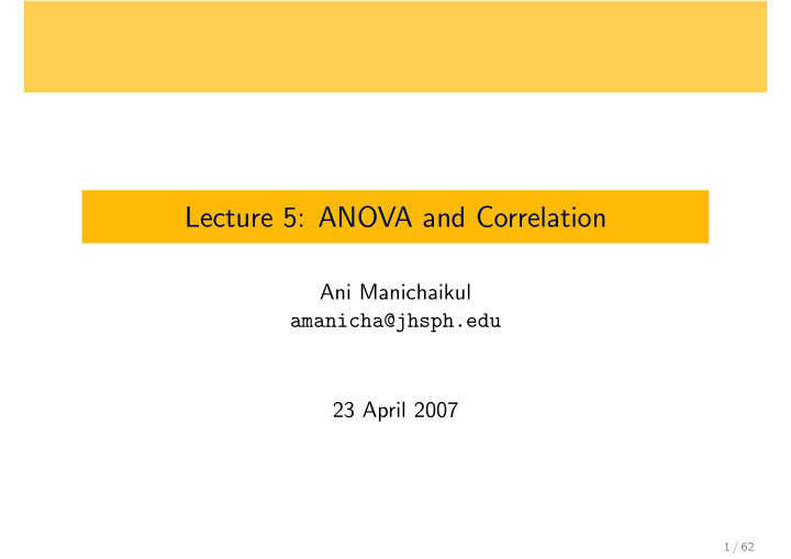lecture 5 anova and correlation