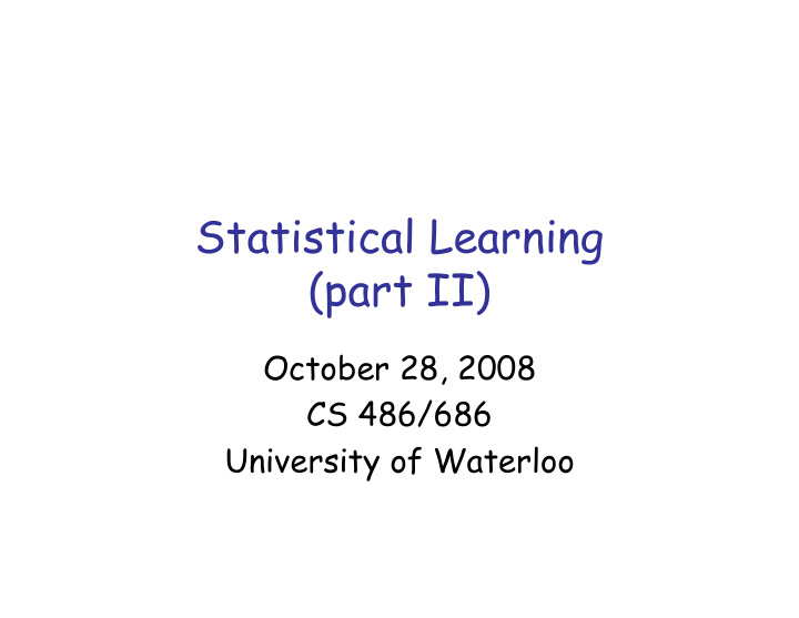 statistical learning part ii